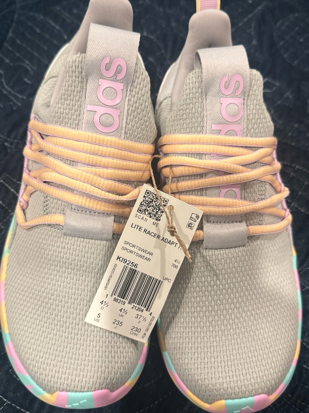 NWT cotton candy Adidas Lite Racer Adapt 7.0 Kids' Shoes, Kids size 5 *NO BOX*